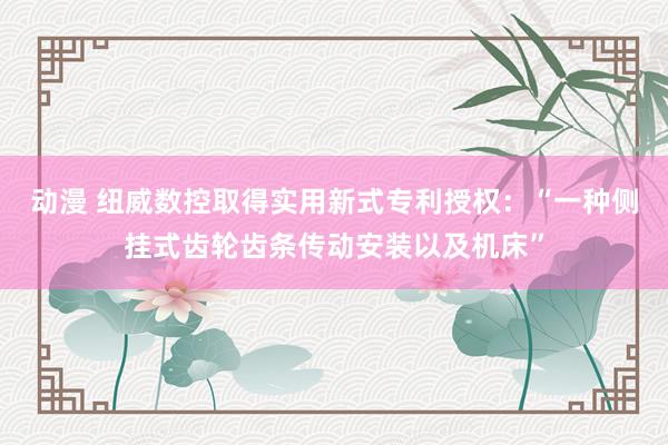动漫 纽威数控取得实用新式专利授权：“一种侧挂式齿轮齿条传动安装以及机床”