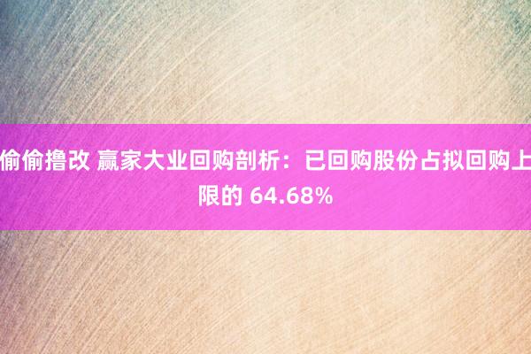 偷偷撸改 赢家大业回购剖析：已回购股份占拟回购上限的 64.68%