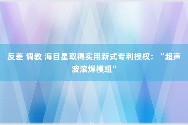 反差 调教 海目星取得实用新式专利授权：“超声波滚焊模组”