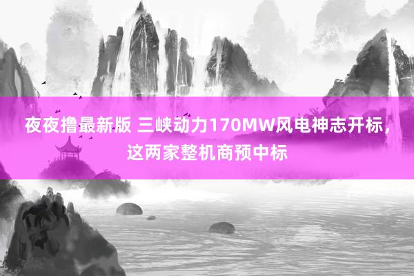 夜夜撸最新版 三峡动力170MW风电神志开标，这两家整机商预中标