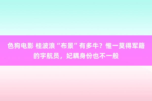 色狗电影 桂波浪“布景”有多牛？惟一莫得军籍的宇航员，妃耦身份也不一般