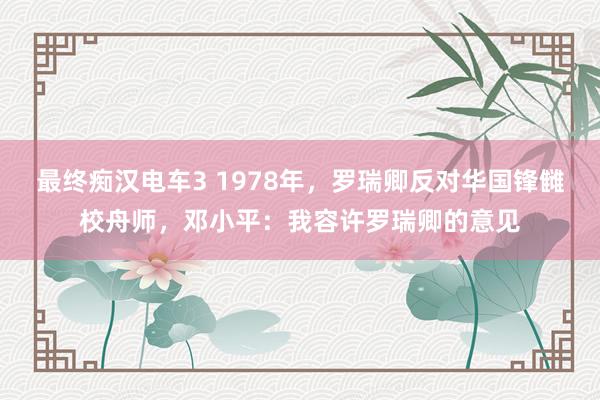 最终痴汉电车3 1978年，罗瑞卿反对华国锋雠校舟师，邓小平：我容许罗瑞卿的意见