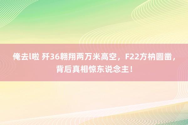 俺去l啦 歼36翱翔两万米高空，F22方枘圆凿，背后真相惊东说念主！
