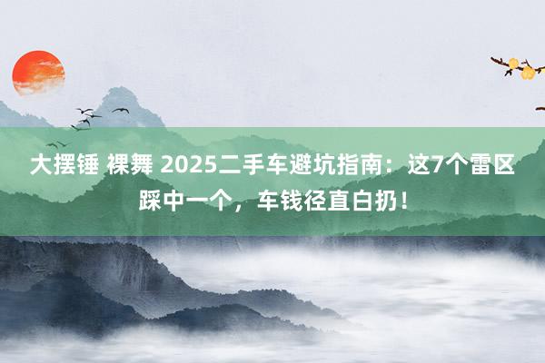 大摆锤 裸舞 2025二手车避坑指南：这7个雷区踩中一个，车钱径直白扔！