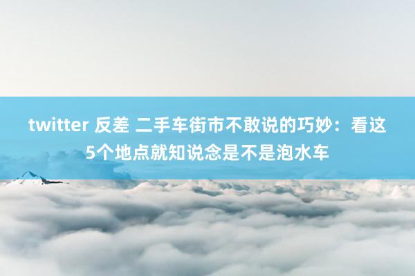twitter 反差 二手车街市不敢说的巧妙：看这5个地点就知说念是不是泡水车