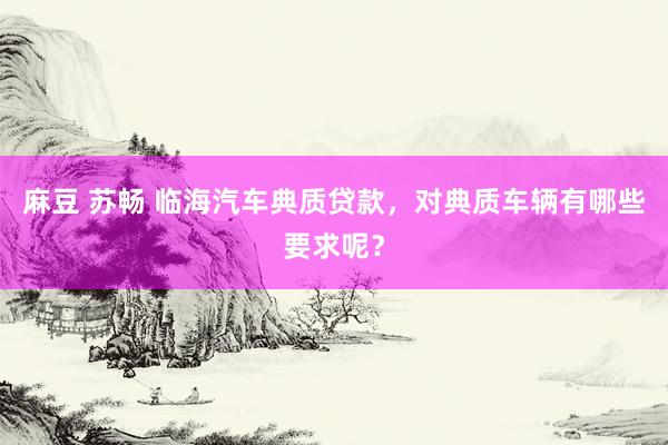 麻豆 苏畅 临海汽车典质贷款，对典质车辆有哪些要求呢？