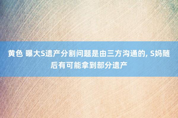 黄色 曝大S遗产分割问题是由三方沟通的, S妈随后有可能拿到部分遗产