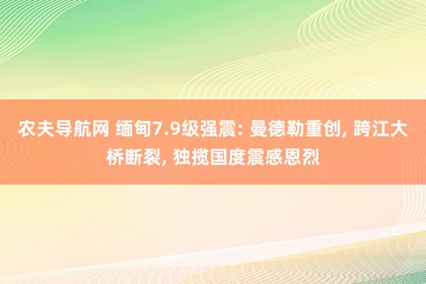 农夫导航网 缅甸7.9级强震: 曼德勒重创, 跨江大桥断裂, 独揽国度震感恩烈