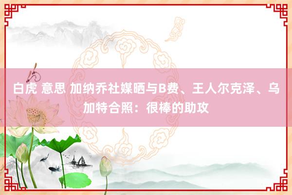 白虎 意思 加纳乔社媒晒与B费、王人尔克泽、乌加特合照：很棒的助攻