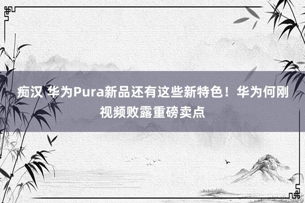 痴汉 华为Pura新品还有这些新特色！华为何刚视频败露重磅卖点