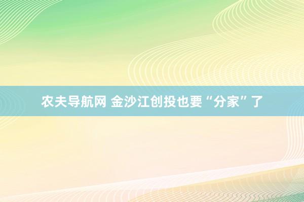 农夫导航网 金沙江创投也要“分家”了